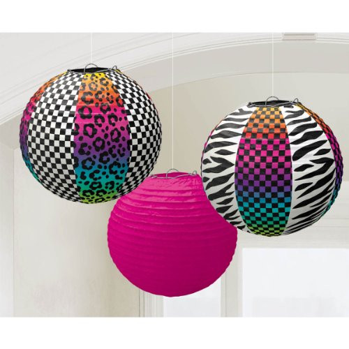 80's Round Party Lanterns, 9.5", 3 Ct.