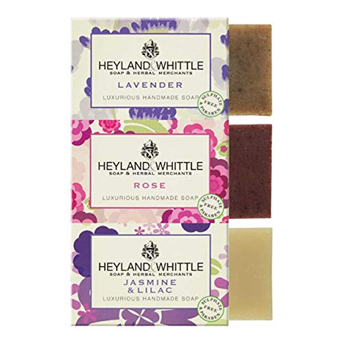 Heyland  and  Whittle Fragrant Floral Soap Trio (3-95gr bars, Lavender, Rose  and  Jasmine  and  Lilac)