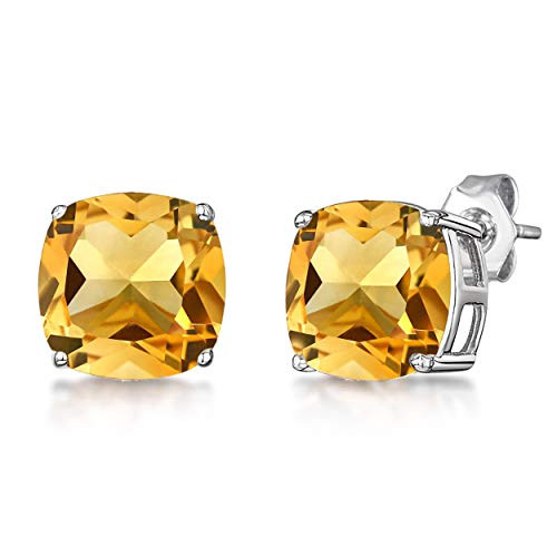 1.97 Ctw Cushion Yellow Created Citrine 925 Sterling Silver Stud Earring For Women 1.97 Ctw Cushion Yellow Created Citrine 925 Sterling Silver Stud Earring For Women