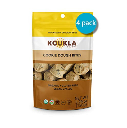 Koukla Delights  Cookie Dough Bites, Organic, Gluten-Free, Non-GMO, Vegan, Paleo, Kosher Bites, 5.29 oz (Pack of 4)