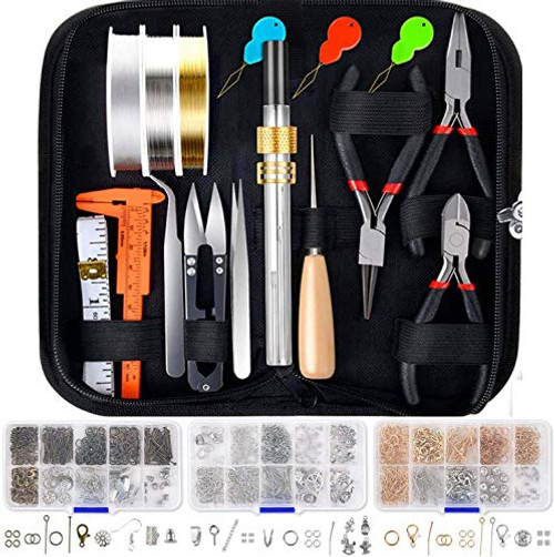 Jewelry Making Kit, DYI Jewelry Making Supplies with Jewelry Pliers Tool, Jewelry Findings, Jewelry Wires, Bead Jewelry Kit for Jewelry Making, Wrapping and Repairing