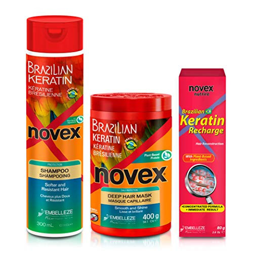 Novex Brazilian Keratin Hair Treatment Recharge Bundle - Reconstructive Keratin, Frizz control and Damage Repair Novex Brazilian Keratin Hair Treatment Recharge Bundle - Reconstructive Keratin, Frizz control and Damage Repair