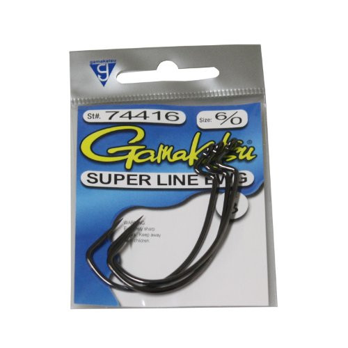 Gamakatsu Superline Offset Extra Wide Gap Worm Hook-4 Per Pack (Black, 4/0)