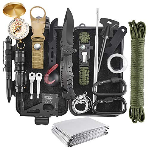 Emergency Survival Kit, 22 in 1 Professional Survival Gear Equipment Tools First Aid Supplies for SOS Emergency Tactical Hiking Hunting Disaster Camping Adventures Emergency Survival Kit, 22 in 1 Professional Survival Gear Equipment Tools First Aid Supplies for SOS Emergency Tactical Hiking Hunting Disaster Camping Adventures