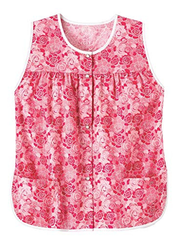 AmeriMark Patterned Womens Snap Front Cobbler Apron Vest with Two Patch Pockets Raspberry 3X