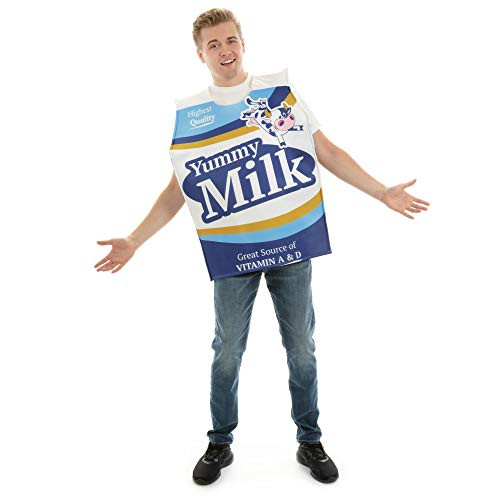 Wholesome Milk Carton One-Size Halloween Costume - Funny Food Adult Unisex Suit White