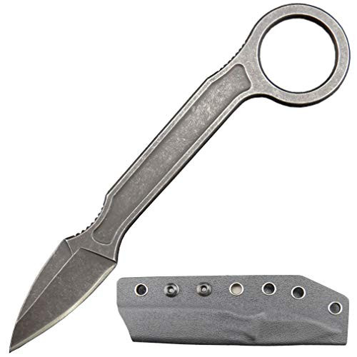 Canku C1134 Tactical Knife D2 Blade, Stainless Steel Handle Fixed Blade Karambit Knife for Survival, Camping Outdoor Utility Knife with K Sheath (Blade)