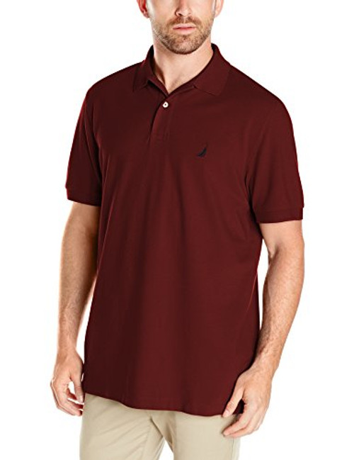 Nautica Men's Short Sleeve Cotton Pique Polo Shirt, Royal Burgundy Solid, X-Large