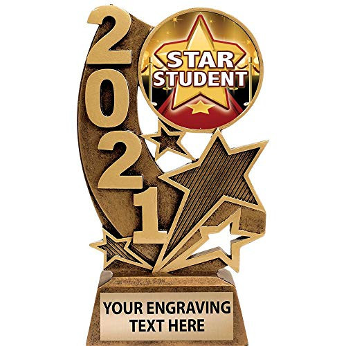 Gold Star Student Trophies, 6 inch 2021 Resin Star Student Trophy Award, Engraving Included Prime Gold Star Student Trophies, 6 inch 2021 Resin Star Student Trophy Award, Engraving Included Prime