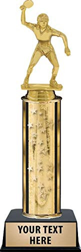 Crown Awards Table Tennis Female Trophies, Gold Stars Table Tennis Female Trophy with Custom Engraving Prime