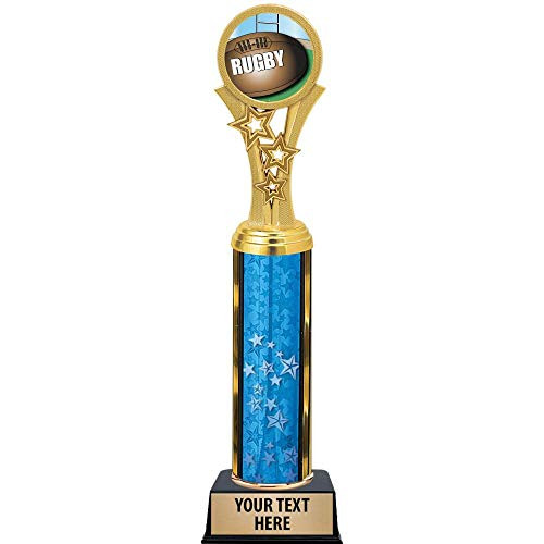 Rugby Trophies, 11 inch Blue Stars Rugby Trophy Award, Free Engraving Prime Rugby Trophies, 11 inch Blue Stars Rugby Trophy Award, Free Engraving Prime