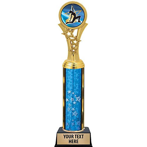 Ice Skating Trophies, 11 inch Blue Stars Female Ice Skating Trophy Award, Free Engraving Prime