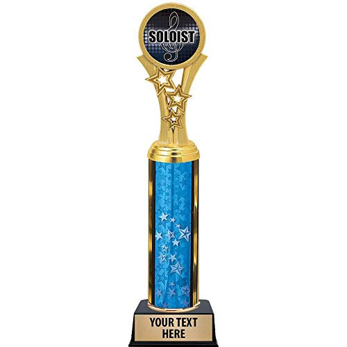 Soloist Trophies, 11 inch Blue Stars Soloist Music Trophy Award, Free Engraving Prime