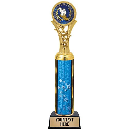 Half Marathon Trophies, 11 inch Blue Stars Half Marathon Trophy Award, Free Engraving Prime