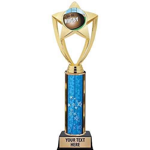 Crown Awards Rugby Trophies, 11 inch Gold Star Rugby Trophy with Engraving Included Prime Crown Awards Rugby Trophies, 11 inch Gold Star Rugby Trophy with Engraving Included Prime