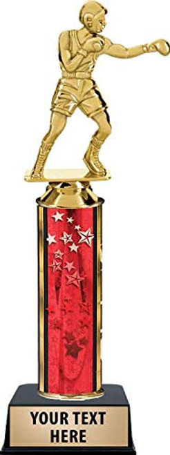 Boxing Male Trophies, Red Stars Boxing Male Trophy Award with Customized Engraving Prime Boxing Male Trophies, Red Stars Boxing Male Trophy Award with Customized Engraving Prime