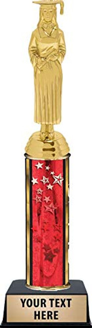 Graduate Female Trophies, Red Stars Graduate Female Trophy Award with Customized Engraving Prime Graduate Female Trophies, Red Stars Graduate Female Trophy Award with Customized Engraving Prime