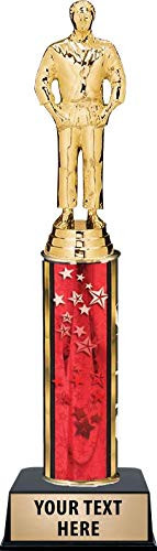 Judo Male Trophies, Red Stars Judo Male Trophy Award with Customized Engraving Prime