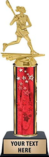 Lacrosse Female Trophies, Red Stars Lacrosse Female Trophy Award with Customized Engraving Prime Lacrosse Female Trophies, Red Stars Lacrosse Female Trophy Award with Customized Engraving Prime