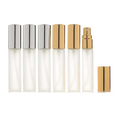 Enslz 10ml Frosted Glass Spray Perfume Bottles 6Pcs Travel Small Empty Atomizer Bottle Fragrance Fine Mist Christmas Day Gift Free 2pcs Pipette