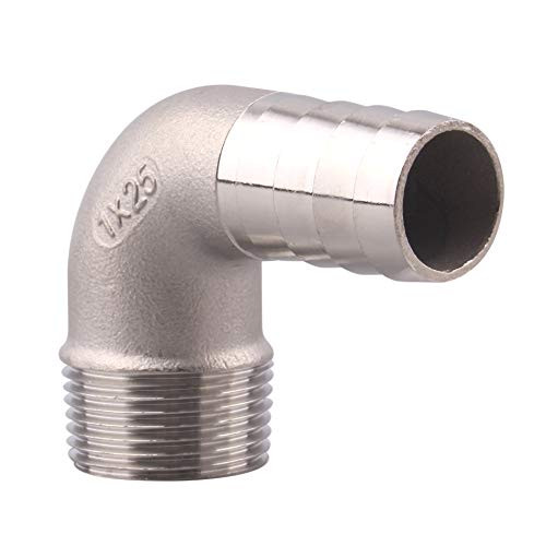 DERNORD 1 inch Hose Barb x 1 inch Male NPT Stainless Steel 90 Degree Elbow- Home Brew Pipe Fitting DERNORD 1 inch Hose Barb x 1 inch Male NPT Stainless Steel 90 Degree Elbow- Home Brew Pipe Fitting