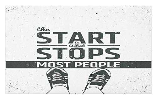 Ambesonne Saying Doormat, Modern and Writing with Teenager Artwork Image Print, Decorative Polyester Floor Mat with Non-Skid Backing, 30 inch X 18 inch, Coconut Black