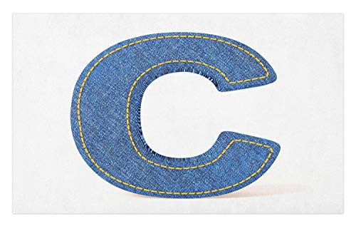 Ambesonne Letter C Doormat, Alphabet Sign Writing Language Uppercase C Denim Retro Design Stitches, Decorative Polyester Floor Mat with Non-Skid Backing, 30 inch X 18 inch, Blue Yellow Ambesonne Letter C Doormat, Alphabet Sign Writing Language Uppercase C Denim Retro Design Stitches, Decorative Polyester Floor Mat with Non-Skid Backing, 30 inch X 18 inch, Blue Yellow