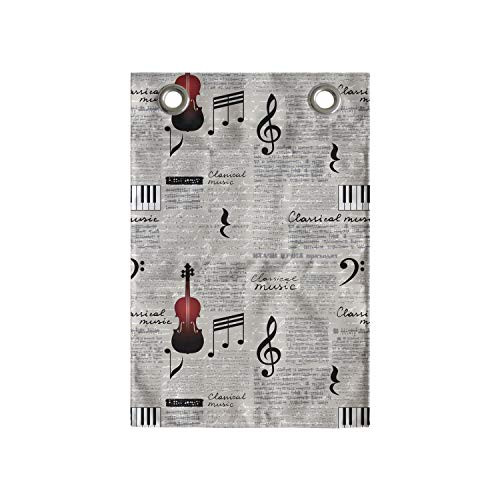 Lunarable Old Newspaper Hanging Pocket Organizer, Classical Music Lettering in Hand Writing Style with Violin Instrument, Printed Polyester Storage Bag with Pockets, 14 inch x 20 inch, Beige Ruby Black