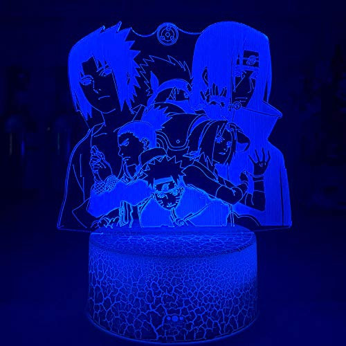3D nightlight Naruto Anime Figure 3D Illusion Night Light Hatake Kakashi Uzumaki Naruto Uchiha Sasuke Haruno Sakura Nara Shikamar Remote Lamp ZGLQ