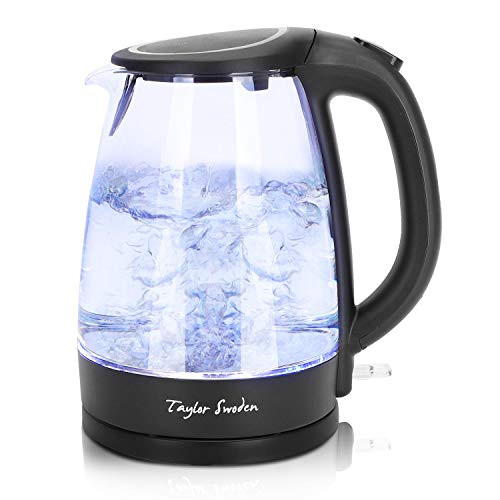 Taylor Swoden Electric Kettle 1.7L Glass Electric Tea Kettle, 1500W Hot Water Kettle Electric Cordless Water Boiler and Heater with LED Light, Auto Shut-Off and Boil-Dry Protection, BPA Free, Black Taylor Swoden Electric Kettle 1.7L Glass Electric Tea Kettle, 1500W Hot Water Kettle Electric Cordless Water Boiler and Heater with LED Light, Auto Shut-Off and Boil-Dry Protection, BPA Free, Black