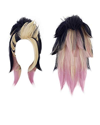 Miccostumes Women's KDA Akali Cosplay Wig Gradient Mixed Color with Ponytail