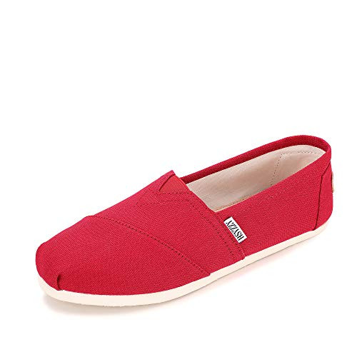 Women's Canvas Shoes Classic Ballet Flats Casual Slip-on Flats Daily Loafers Comfort Sneakers Red