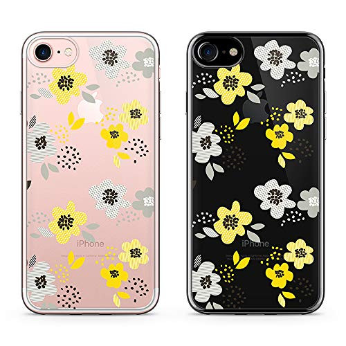Obbii Design iPhone6s 7 8 SE Clear Case Design Pattern Printed Transparent Plastic Back Case with TPU Bumper Case Cover for iPhone 6s/iPhone 7 / iPhone 8 / iPhone SE 2020 (4.7 inch) (Yellow Flowers)