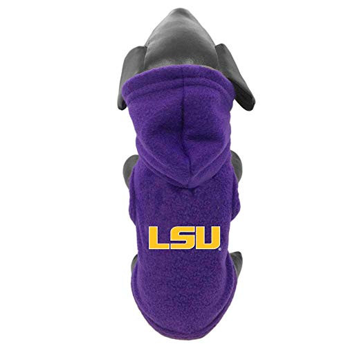 NCAA Louisiana State Fightin Tigers Polar Fleece Hooded Dog Jacket, Small