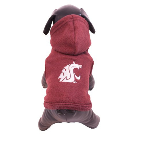 NCAA Washington State Cougars Polar Fleece Hooded Dog Jacket, Medium