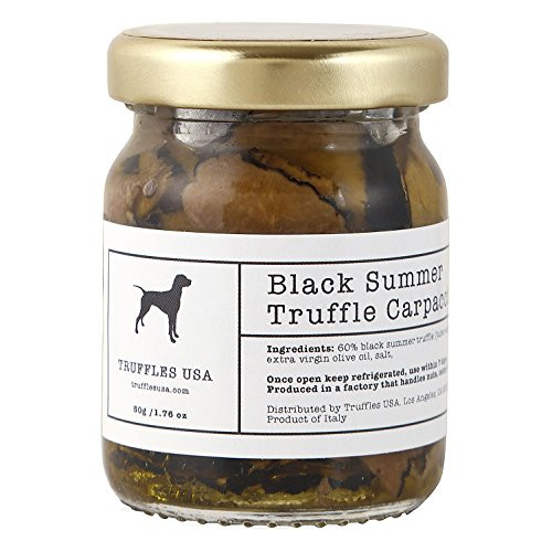 TRUFFLES USA Black Truffle Slices Carpaccio 1.76 oz - Imported from Italy - Specialty Truffle slices in Extra Virgin Olive Oil - Vegetarian - Gluten Free TRUFFLES USA Black Truffle Slices Carpaccio 1.76 oz - Imported from Italy - Specialty Truffle slices in Extra Virgin Olive Oil - Vegetarian - Gluten Free