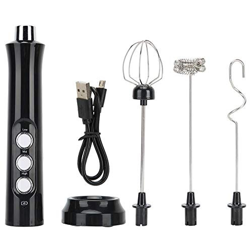 Milk Frother Handheld, USB Rechargeable Mini Electric Milk Foam Maker Blender Mixer for Coffee, Latte, Cappuccino, Hot Chocolate, Egg Whisks