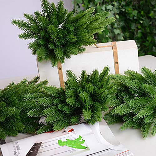 zorpia 45 Packs 10 Inch Artificial Pine Needles Branches Garland Green Plants Pine Needles,Fake Greenery Pine Picks for DIY Garland Wreath Christmas Embellishing and Home Garden Decoration