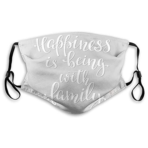Funny Activated carbon filter mask,Positive Family Themed Message Happiness Hand Writing Callig,Printed Facial decorations for adults(M?