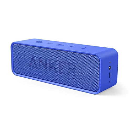 Anker SoundCore Bluetooth Speaker with 24-Hour Playtime, 66-Feet Bluetooth Range  and  Built-in Mic, Dual-Driver Portable Wireless Speaker with Low Harmonic Distortion and Superior Sound - Blue (Renewed)