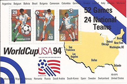 US Stamp - 1994 World Cup Soccer - 3 Stamp Souvenir Sheet 2837
