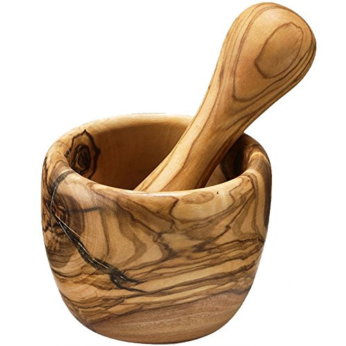 Berard Round Mortar/Pestle, 28 x 28 x 18 cm, Brown
