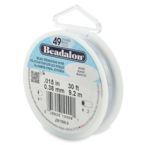Beadalon 49-Strand Bead Stringing Wire, 0.015-Inch, White, 30-Feet