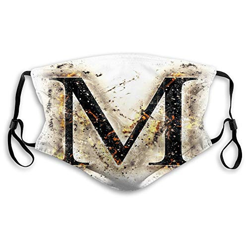 Comfortable Printed mask,Language Writing School Themed Name Initials in Fire Background Steamy Print,Windproof Facial decorations for Adults Size?M