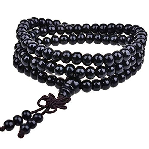 Toporchid 8mm Natural Sandalwood Buddhist Buddha Meditation 108 Beads Wood Prayer Bead Mala Bracelet for Women Men(Black) Toporchid 8mm Natural Sandalwood Buddhist Buddha Meditation 108 Beads Wood Prayer Bead Mala Bracelet for Women Men(Black)