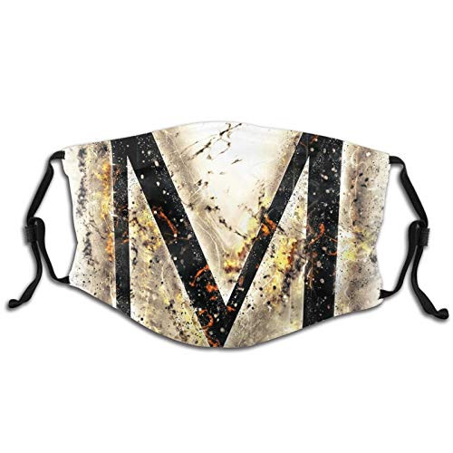 Activated Carbon Windproof mask,Language Writing School Themed Name Initials In Fire Background Steamy Print,S,Facial decorations for Unisex