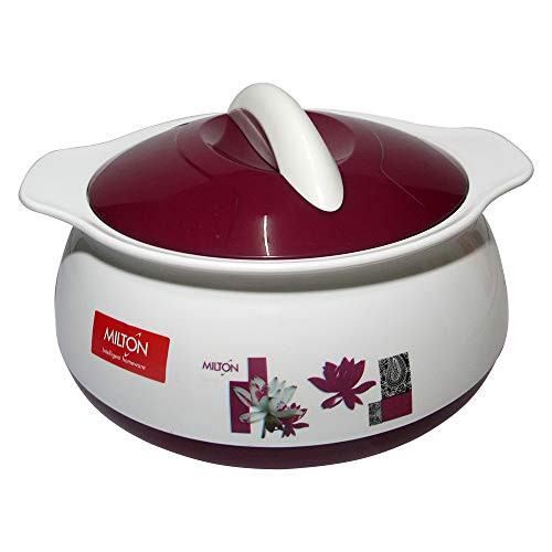 Milton Delish, 1500 ML Exclusive Design Hot Pot Food Warmer, Insulated Casserole (White Casserole With Purple Lid)
