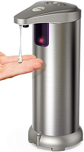 Hanamichi Automatic Soap Dispenser,Touchless Soap Dispenser Equipped Stainless Steel w/Infrared Motion Sensor Waterproof Base Adjustable Switches Suitable for Bathroom Kitchen Hotel Office