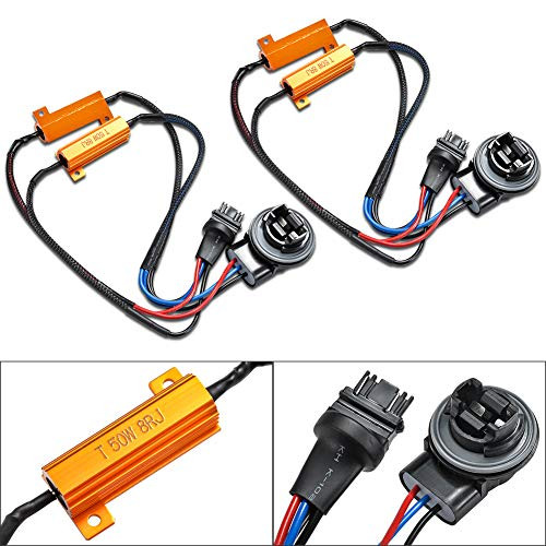 KaTur 2pcs 50W 8ohm 3157 3047 3057 3155 3457 Led Load Resistors - Fix LED Bulb Fast Hyper Flash for LED Turn Signal Light Blink or LED License Plate Lights Error