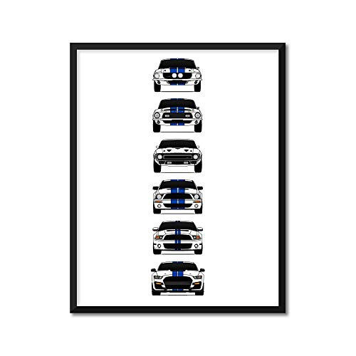 CUSTOMIZABLE COLOR: Shelby Mustang GT500 Generations Inspired Poster Print Wall Art of the History and Evolution of the Ford Shelby GT500 S1 CUSTOMIZABLE COLOR: Shelby Mustang GT500 Generations Inspired Poster Print Wall Art of the History and Evolution of the Ford Shelby GT500 S1